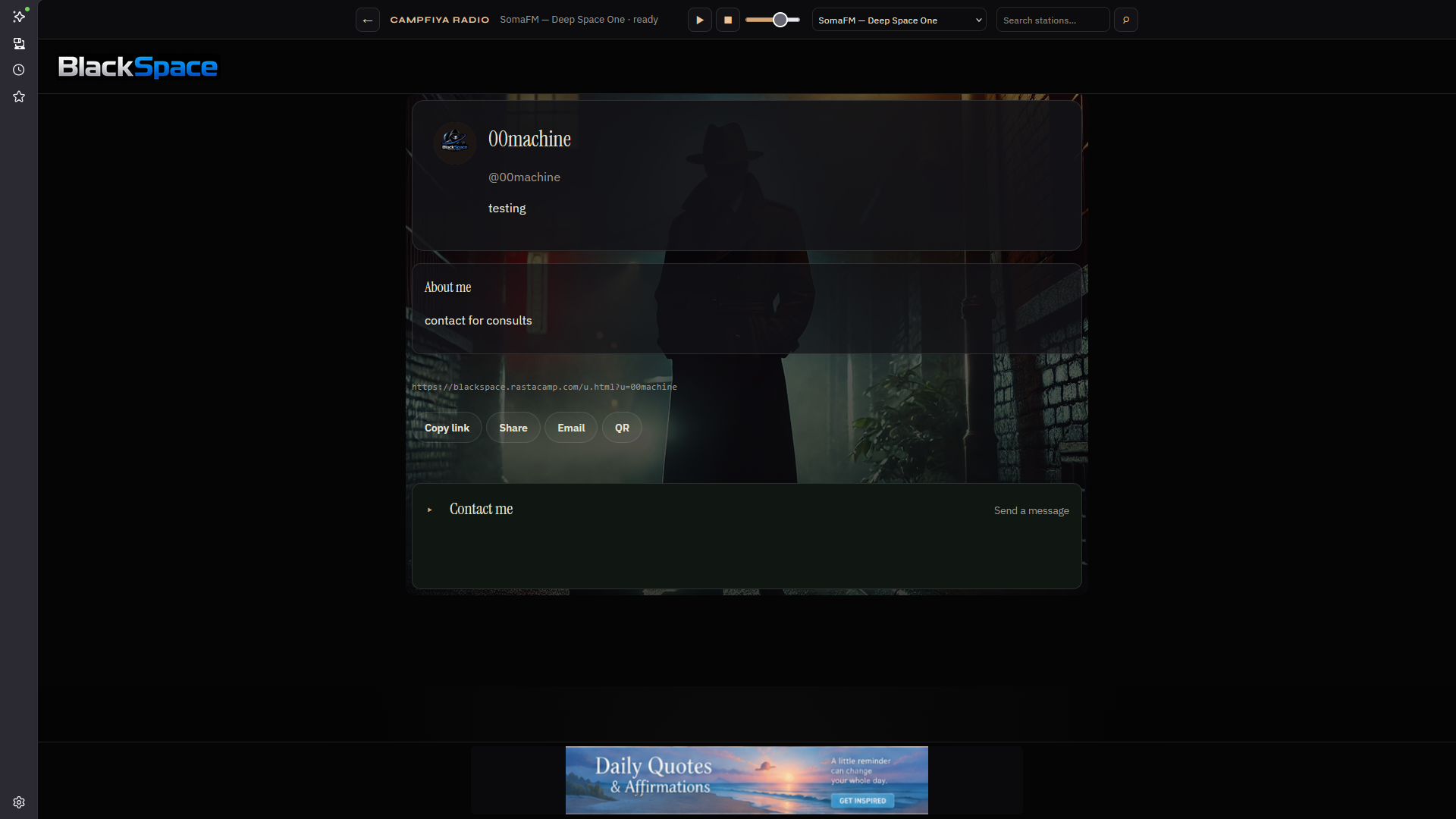 BlackSpace public profile page